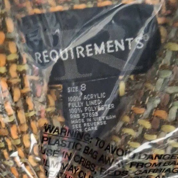 Requirements Multicolor Tweed Trench Coat Sz 8 - Picture 16 of 16